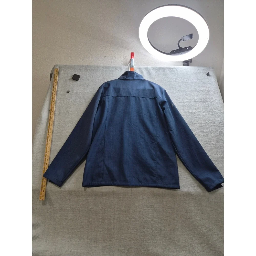 Eddie Bauer Shaded Crosshatch Soft Shell Jacket Mens Large Blue Fleece Lined